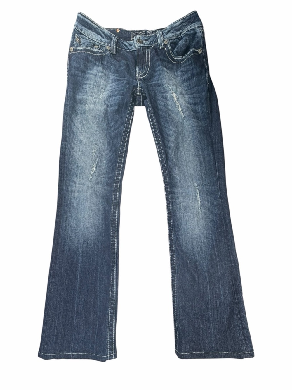 Y2K Miss Me Boot Cut Women’s Dark Wash Low Rise W/Embellished Jeans Size 29